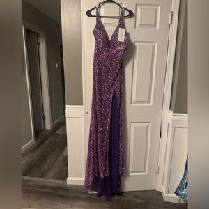 Elegant Purple Sequin Prom Dress ASHLEY LAUREN #11037